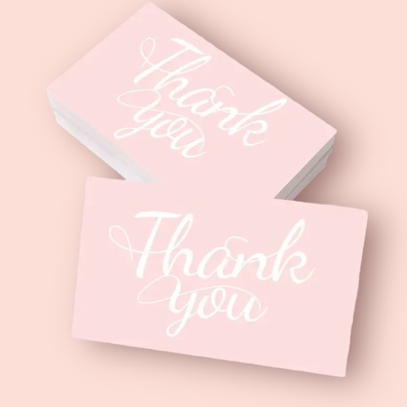 50 Thank you cards for your small business Pink & White Business Card size - Picture 3 of 11